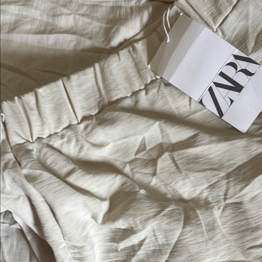 NWT Zara Cream Wide-Leg wrap Pants - Picture 4 of 7